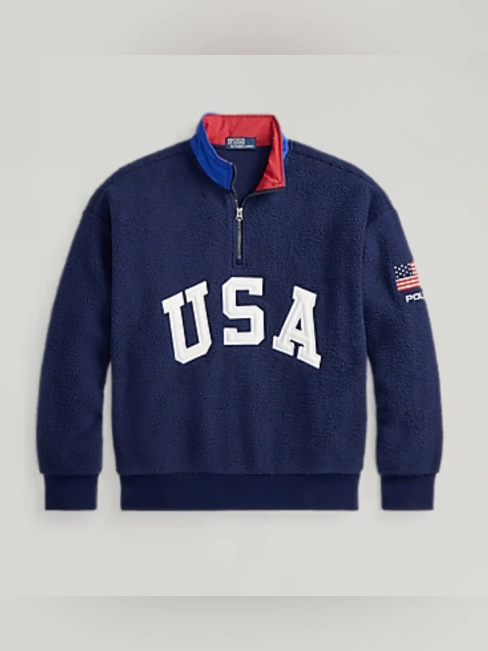 Polo Ralph Lauren Relaxed Fit Flag Fleece Pullover with USA Logo Unisex